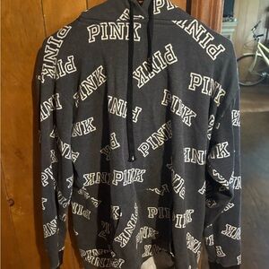 PINK Victoria's Secret Black Hoodie with White Logo